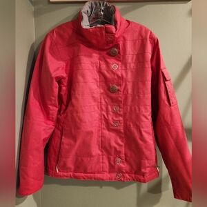 Obermeyer Pink Quilted Ski Jacket with Stand Collar